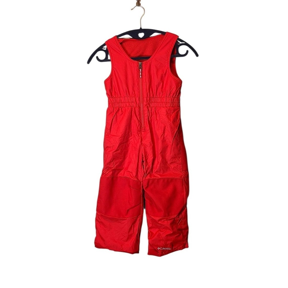 Columbia Kids Red Snow Bibs Insulated Fleece Lined Winter Overalls 4T
